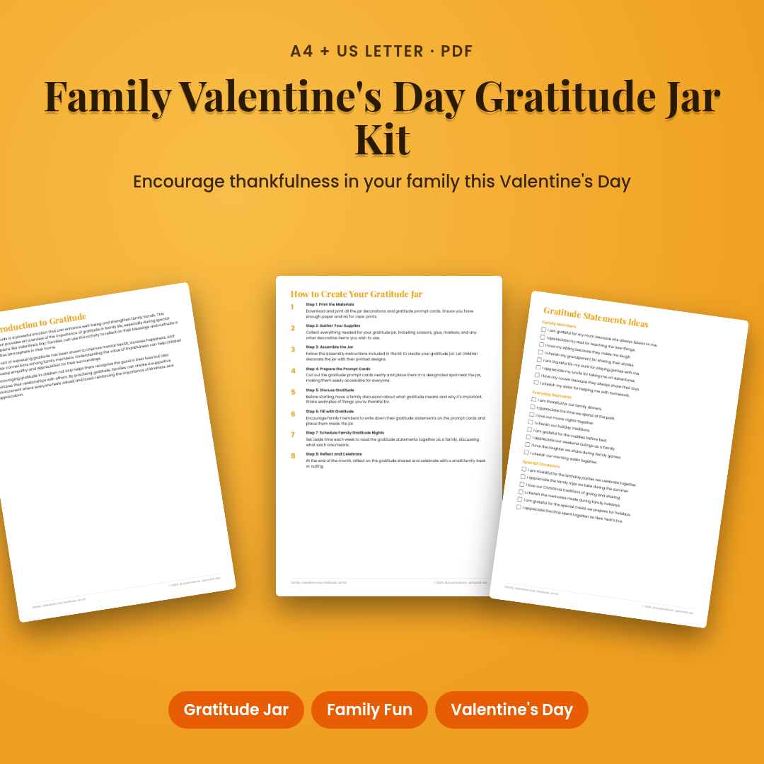 Family Valentine's Day Gratitude Jar Kit