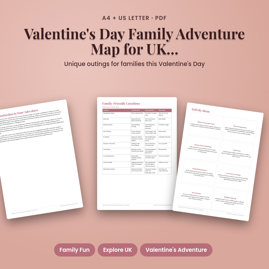 Valentine's Day Family Adventure Map for UK Explorers