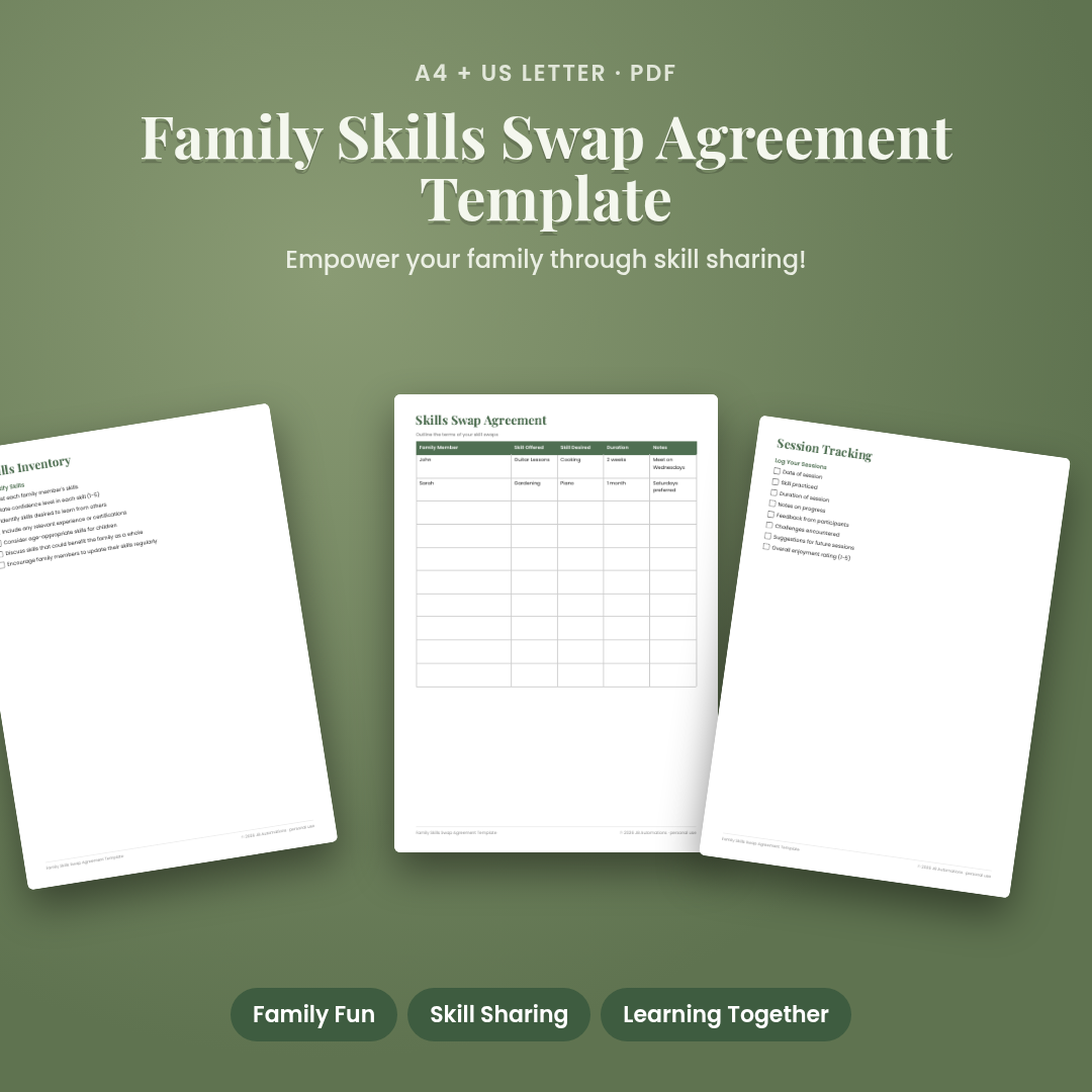Family Skills Swap Agreement Template