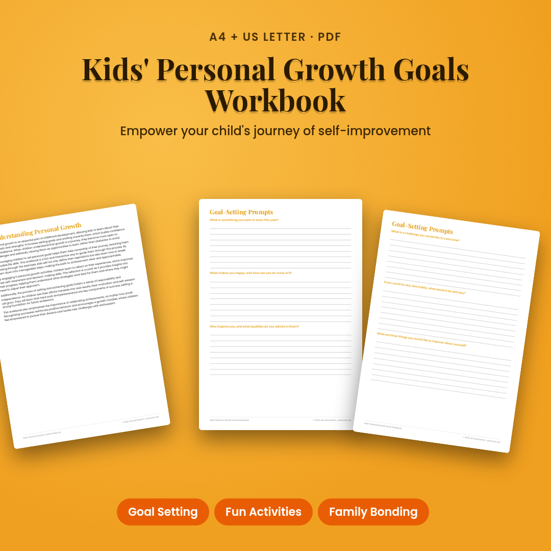 Kids' Personal Growth Goals Workbook