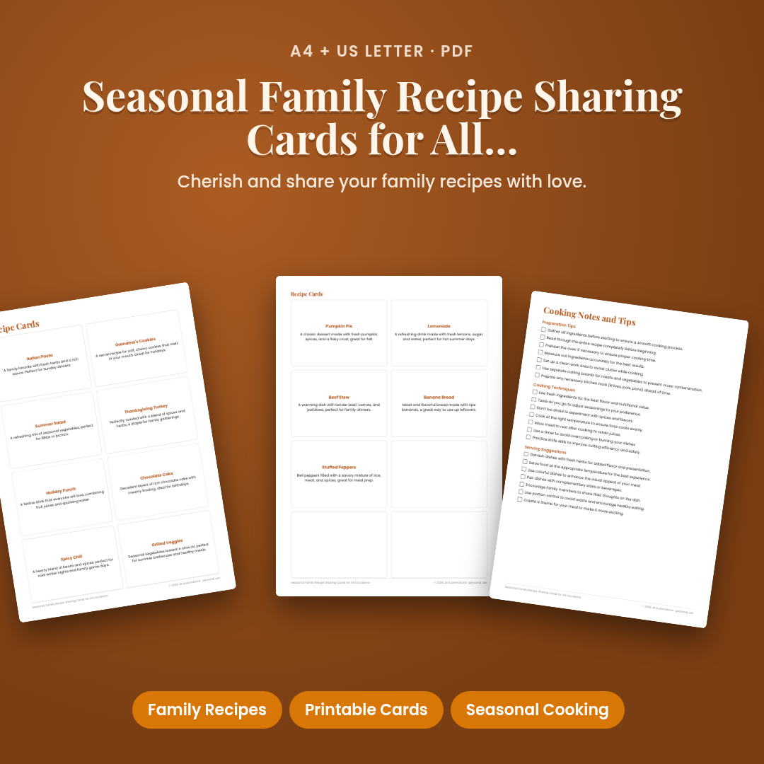 Seasonal Family Recipe Sharing Cards for All Occasions