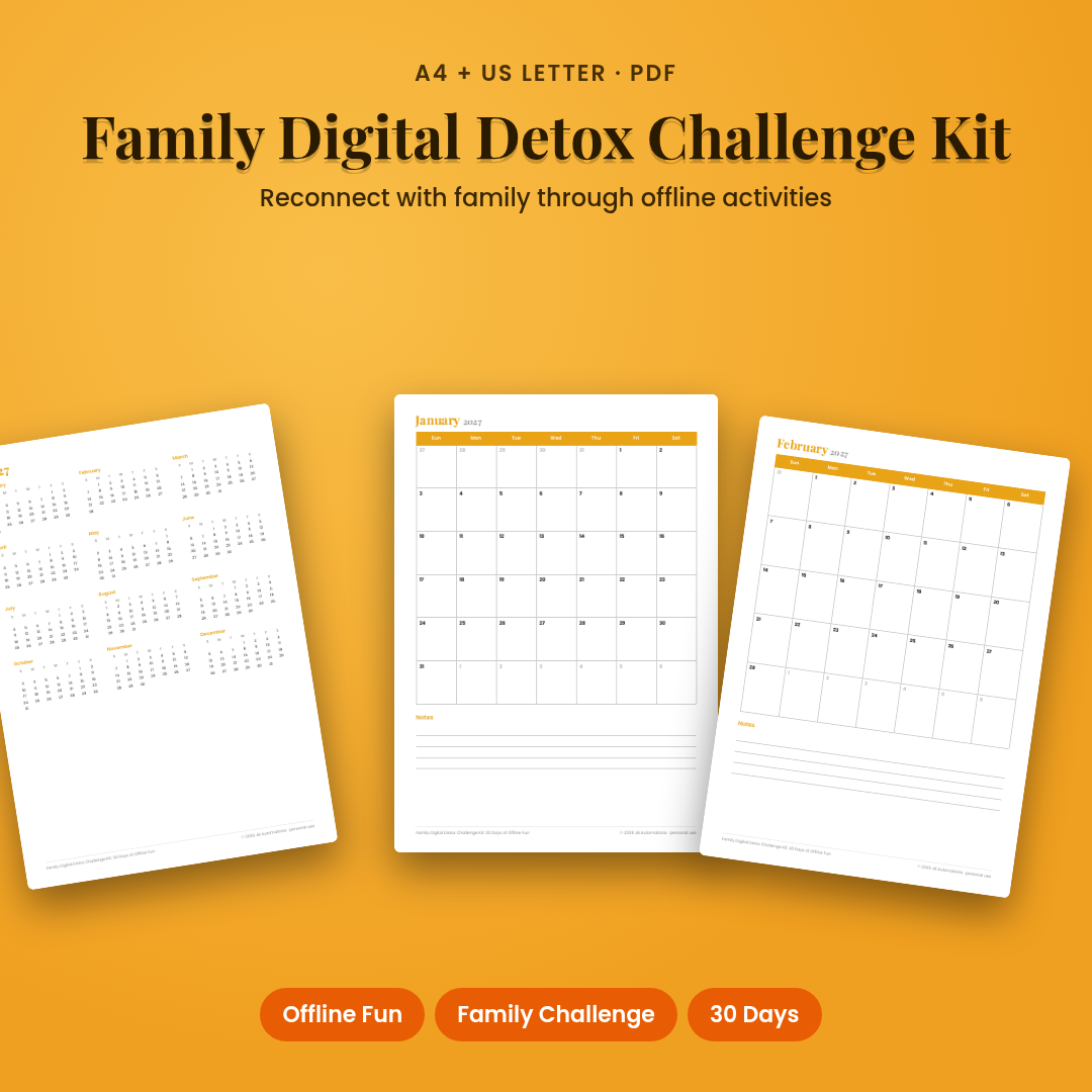 Family Digital Detox Challenge Kit: 30 Days of Offline Fun