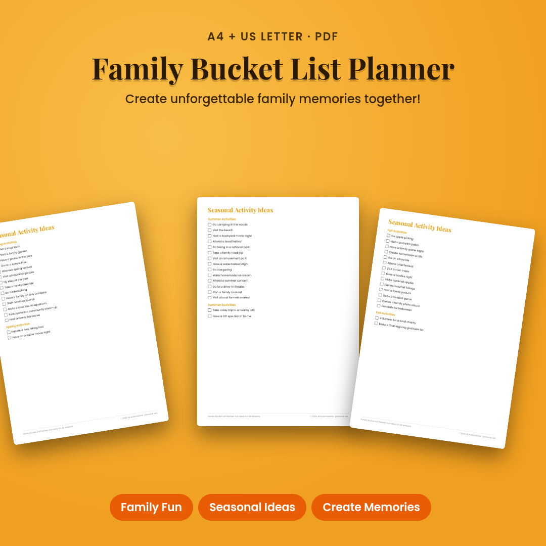 Family Bucket List Planner: Fun Ideas for All Seasons