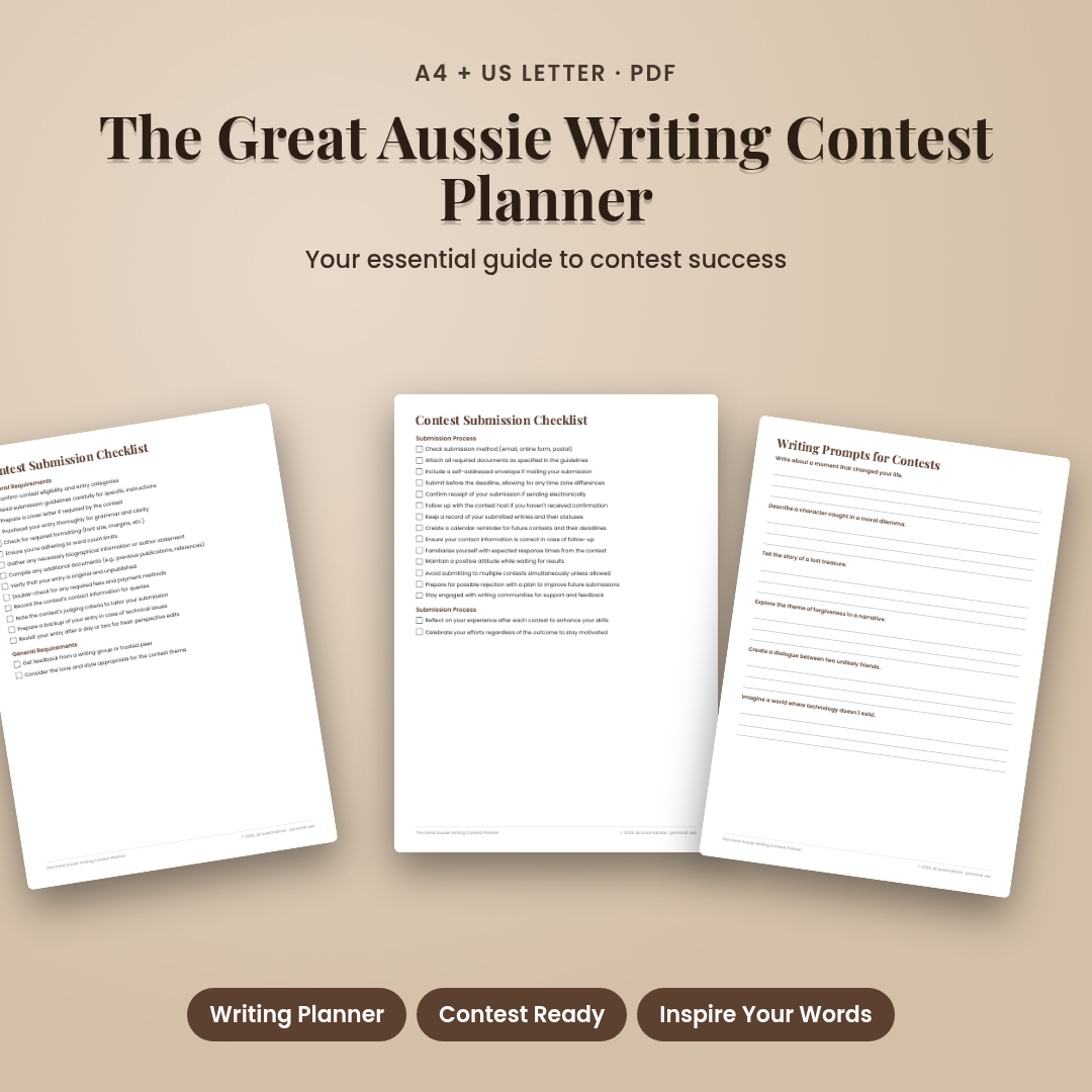 The Great Aussie Writing Contest Planner