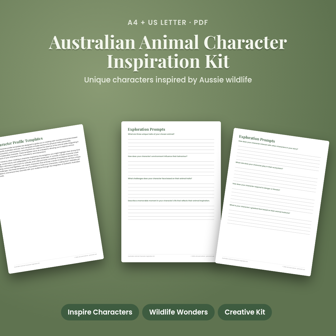 Australian Animal Character Inspiration Kit