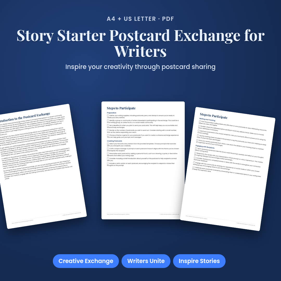 Story Starter Postcard Exchange for Writers
