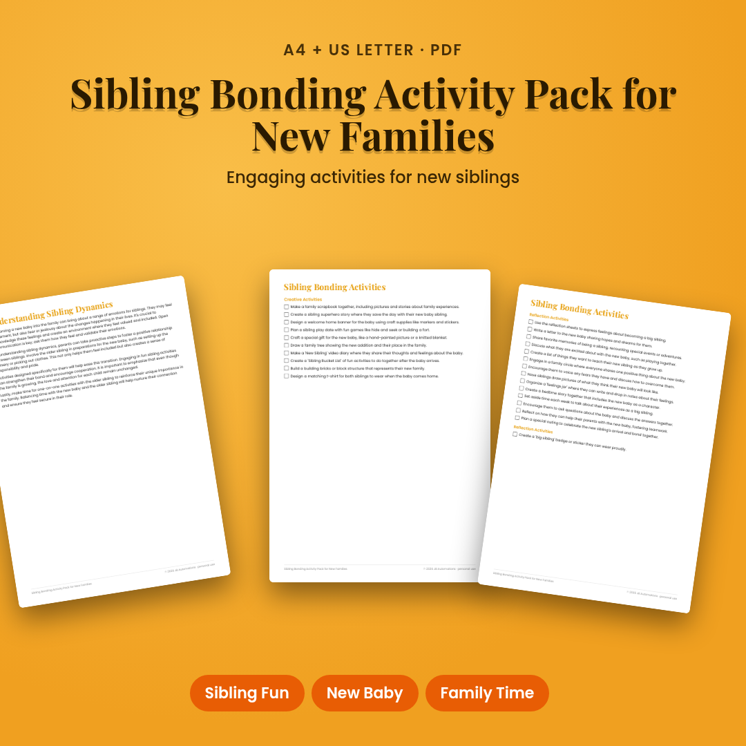 Sibling Bonding Activity Pack for New Families
