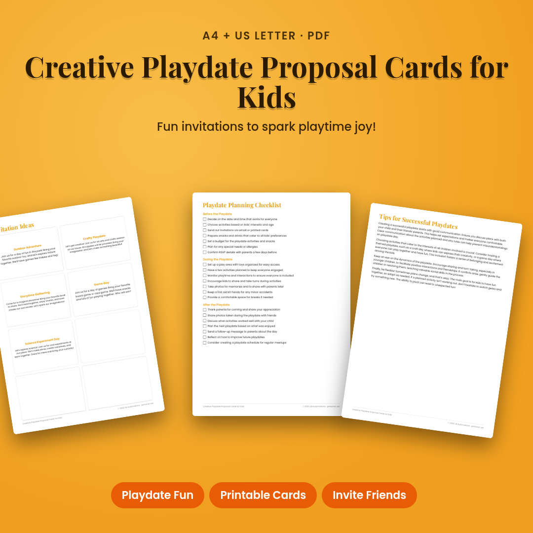 Creative Playdate Proposal Cards for Kids