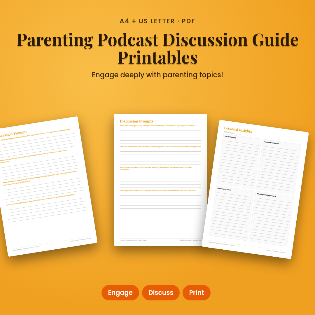 Parenting Podcast Discussion Guide Printables