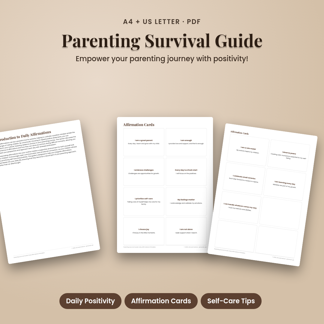 Parenting Survival Guide: Daily Affirmations Printables