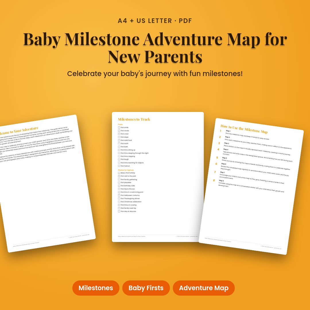 Baby Milestone Adventure Map for New Parents