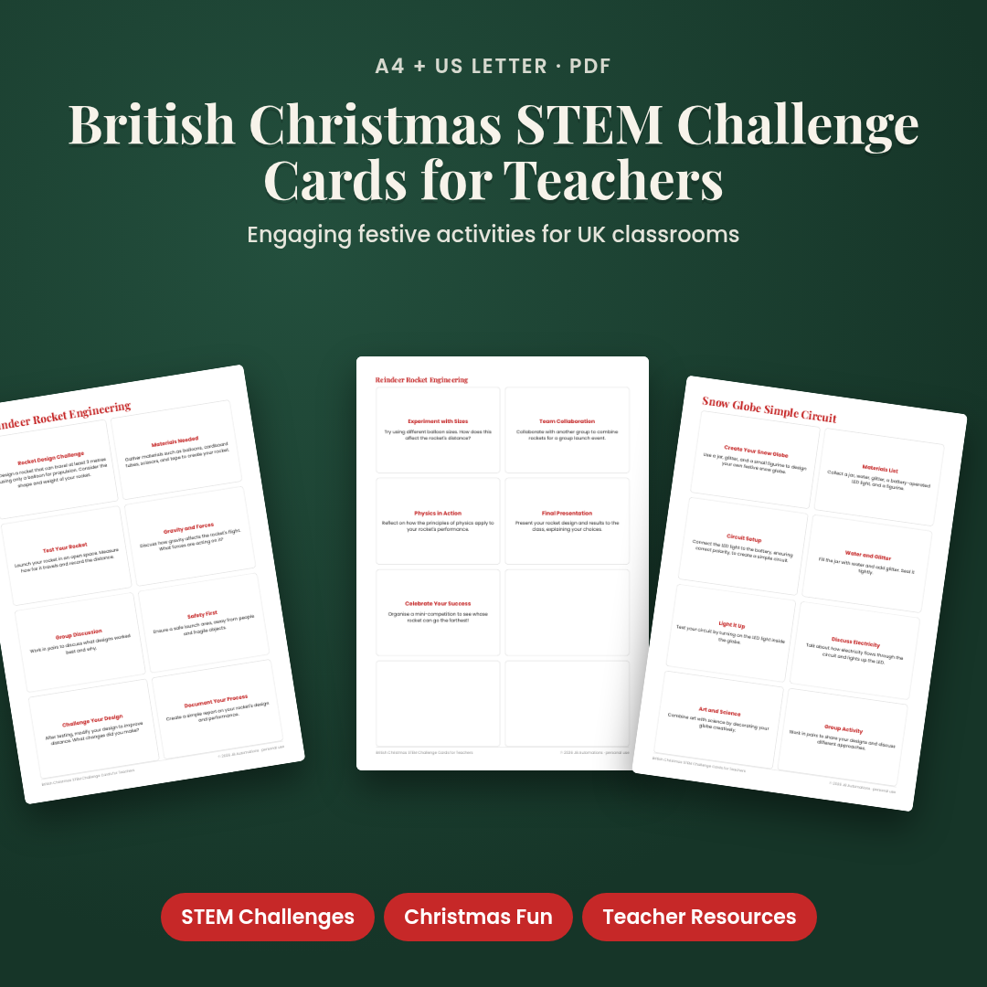 British Christmas STEM Challenge Cards for Teachers