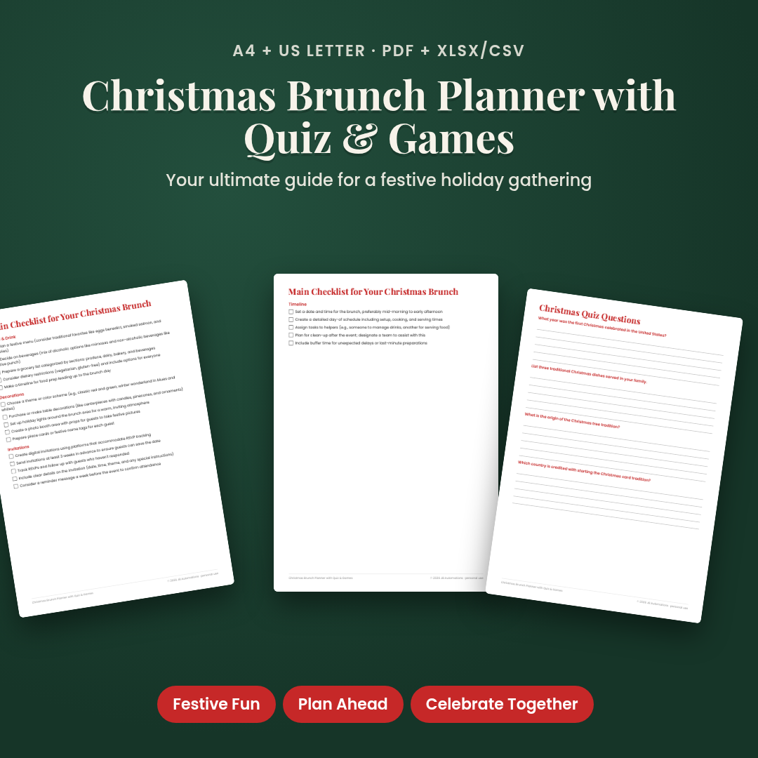 Christmas Brunch Planner with Quiz & Games