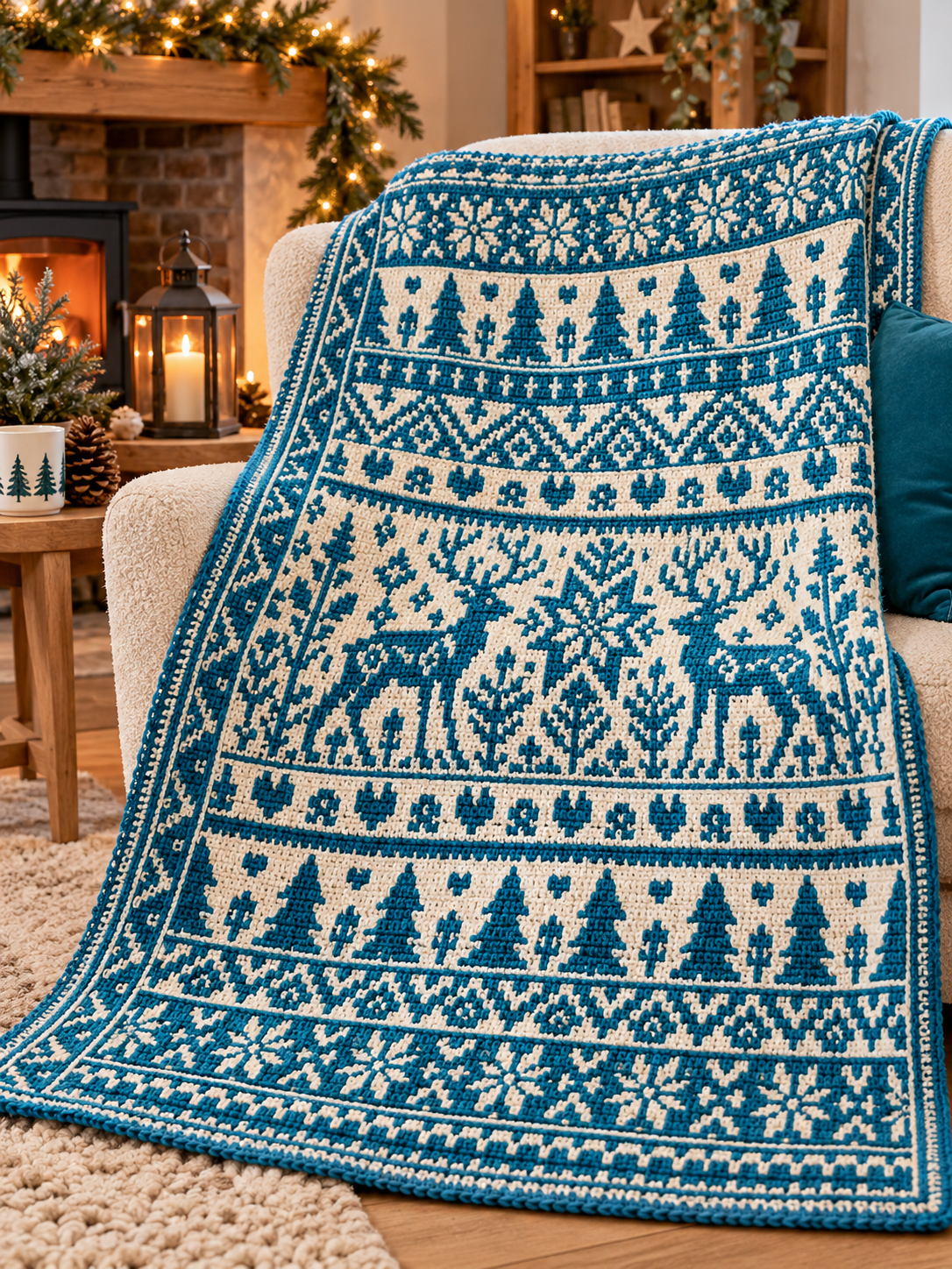 Frost & Folklore Mosaic Overlay Crochet Blanket Pattern by The Pattern Scribe
