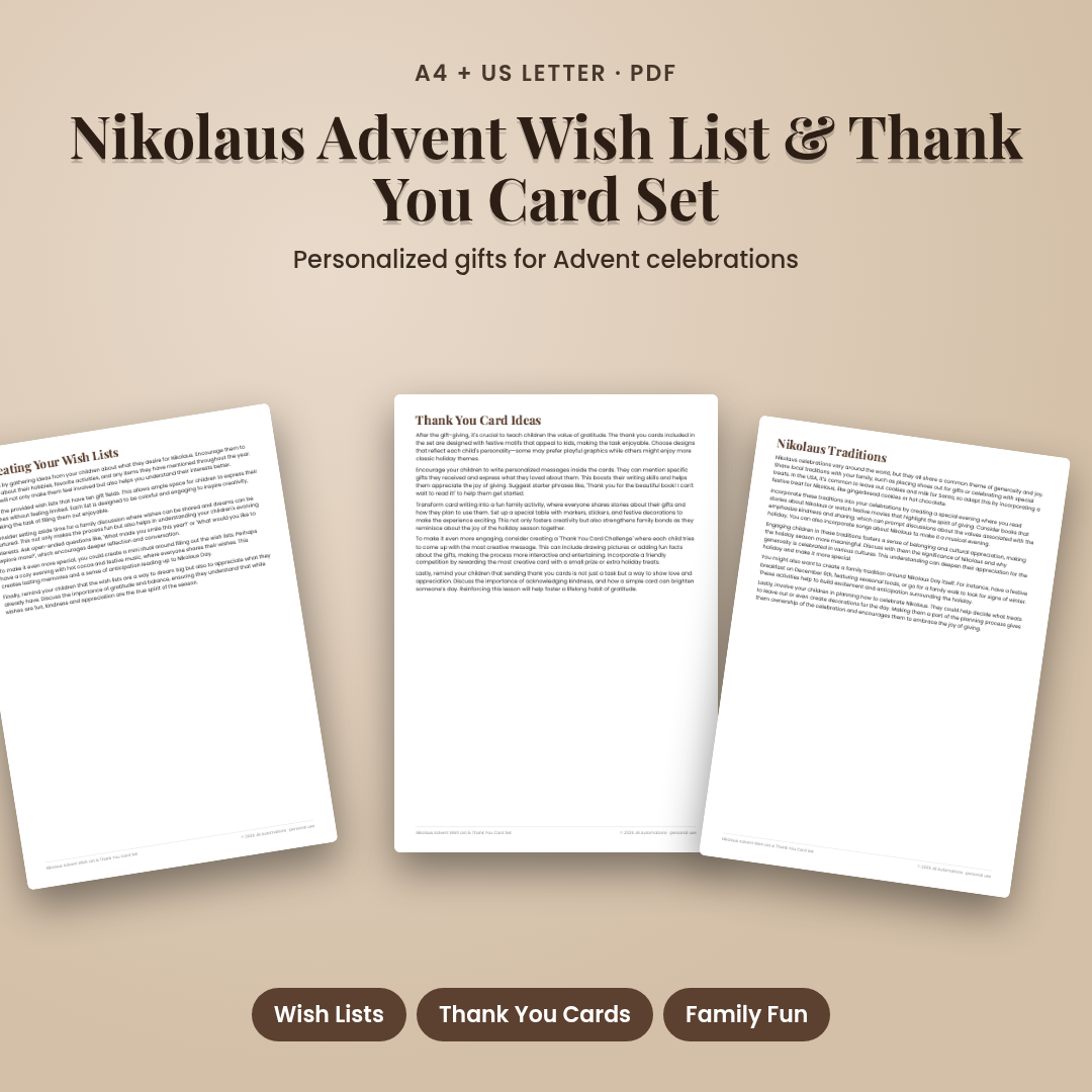 Nikolaus Advent Wish List & Thank You Card Set