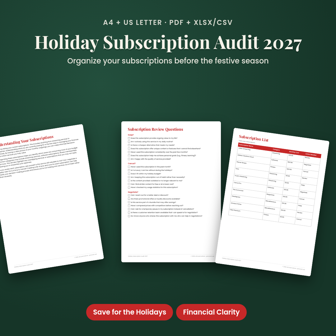 Holiday Subscription Audit 2027