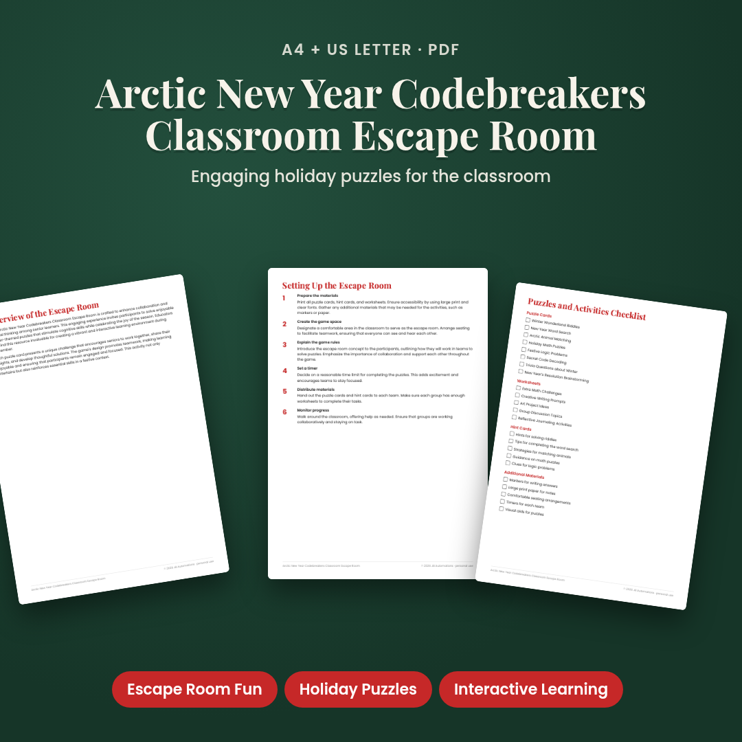 Arctic New Year Codebreakers Classroom Escape Room