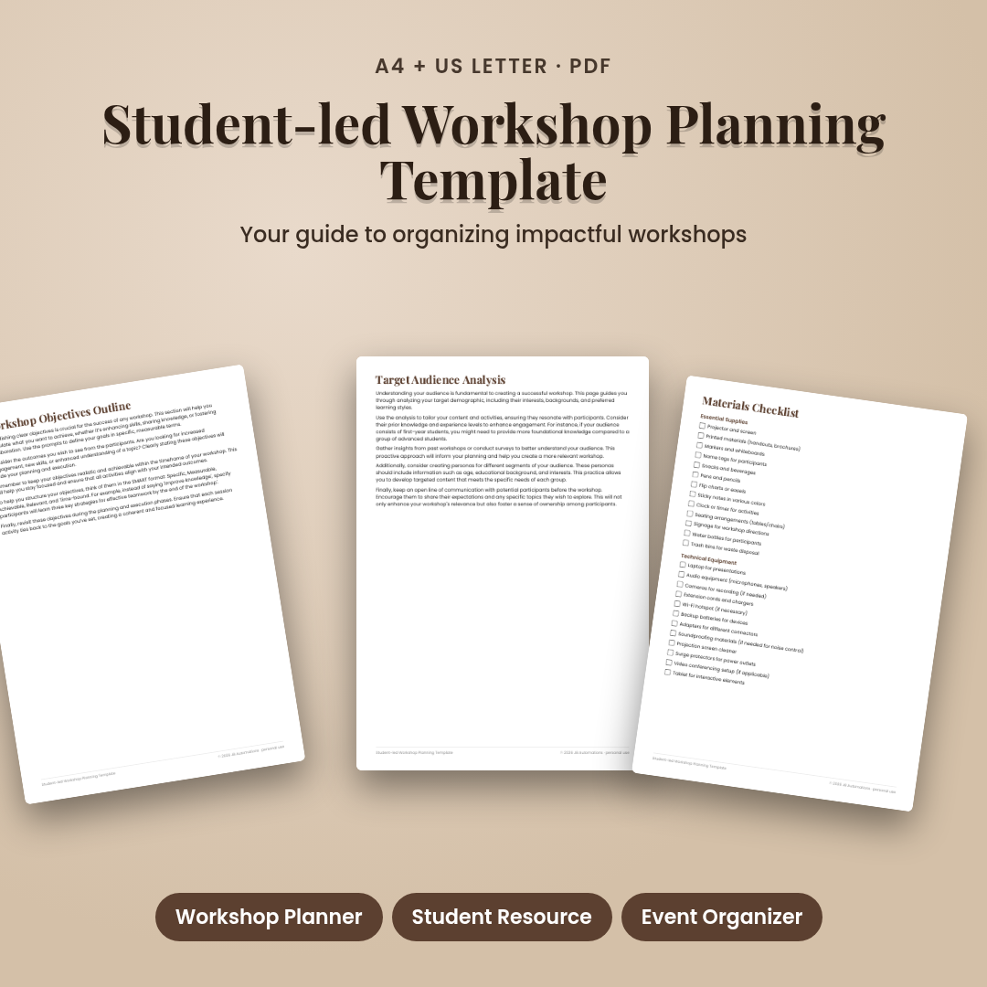 Student-led Workshop Planning Template