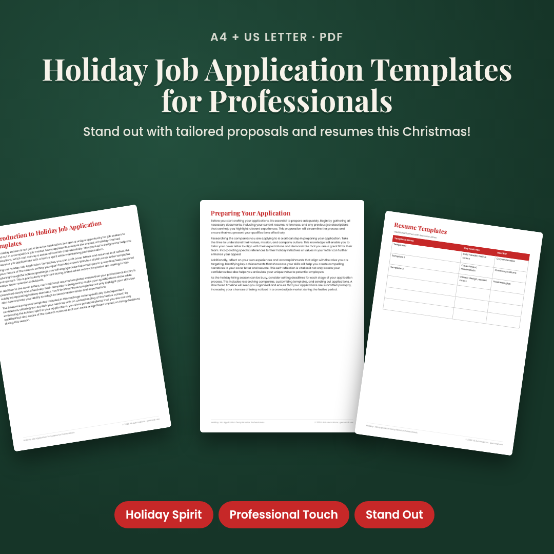 Holiday Job Application Templates for Professionals
