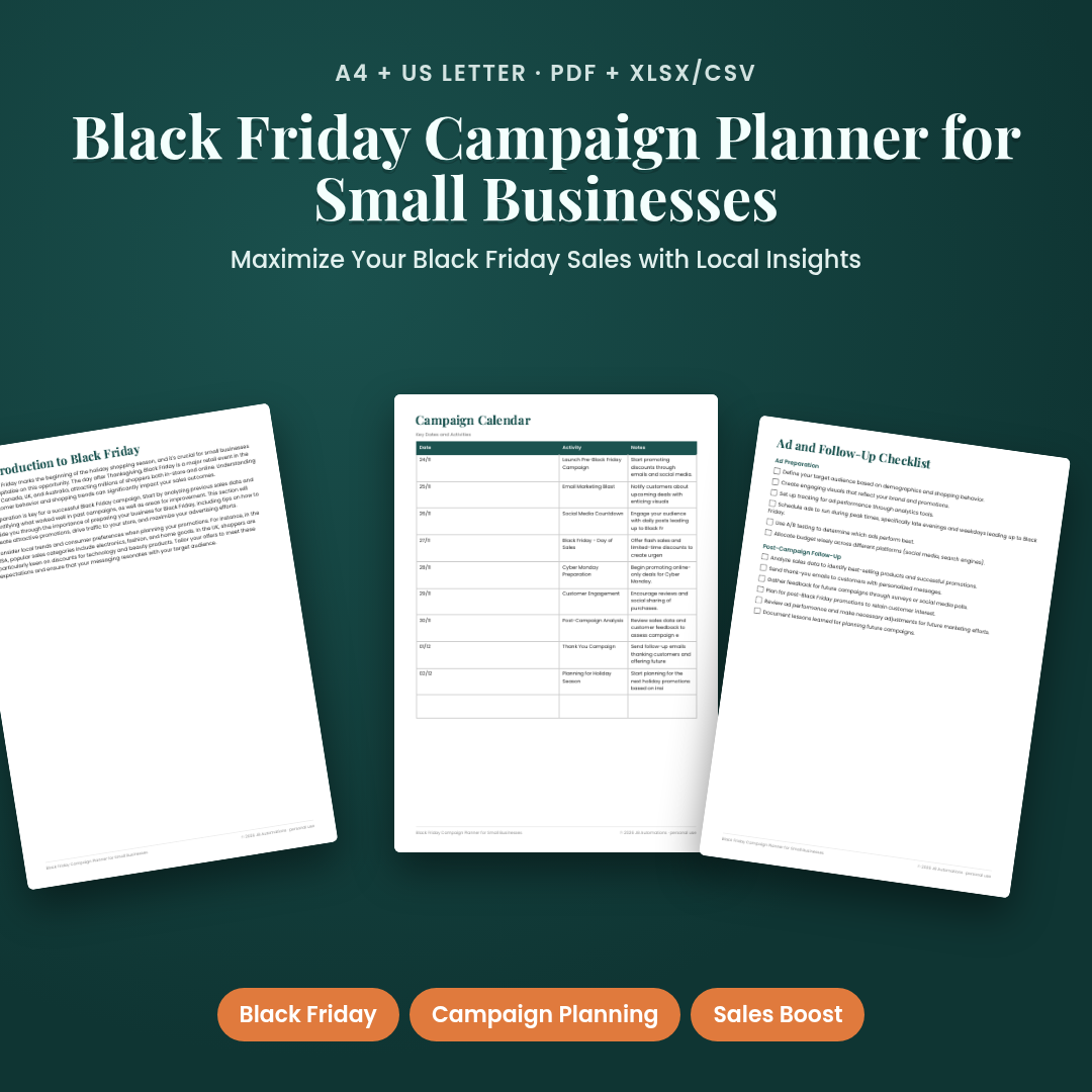 Black Friday Campaign Planner for Small Businesses