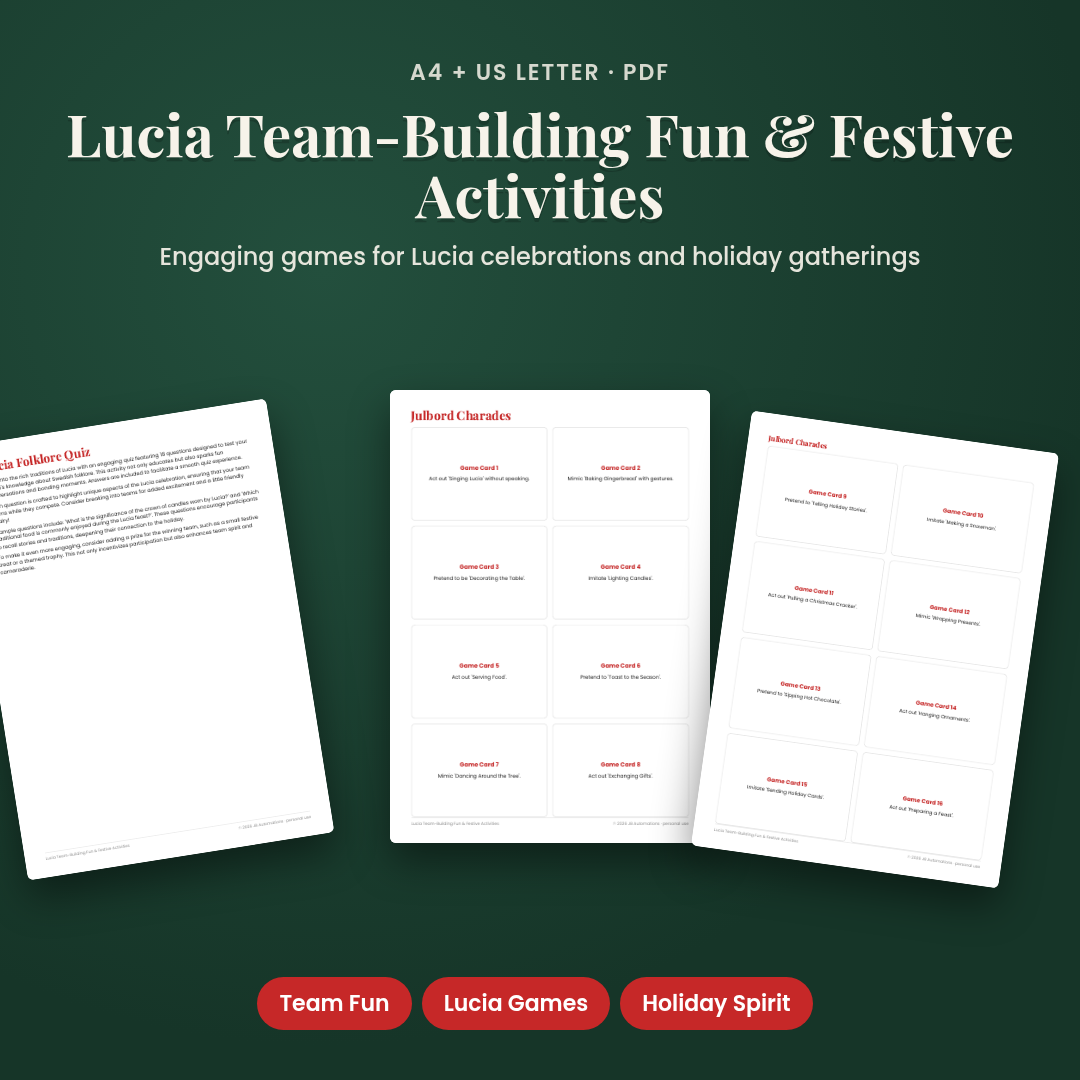 Lucia Team-Building Fun & Festive Activities