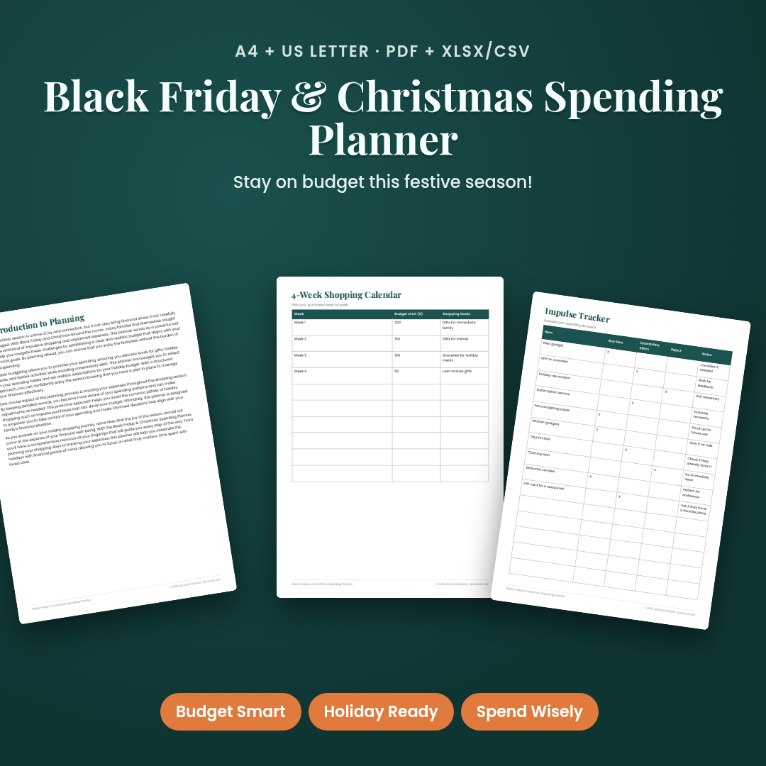 Black Friday & Christmas Spending Planner