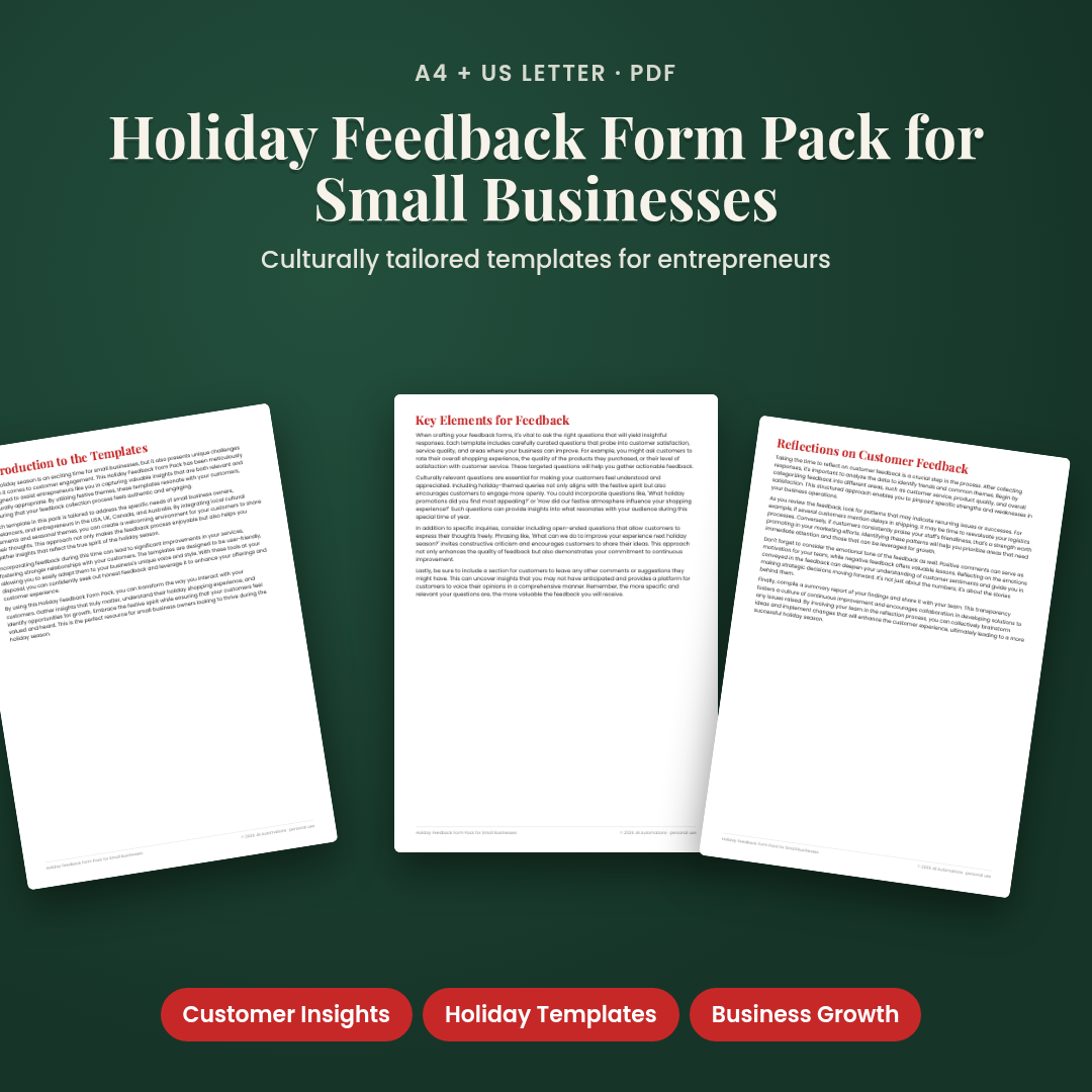 Holiday Feedback Form Pack for Small Businesses