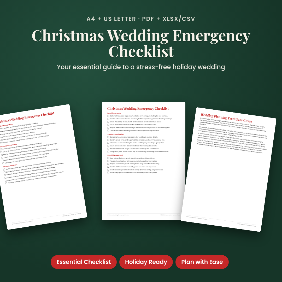 Christmas Wedding Emergency Checklist