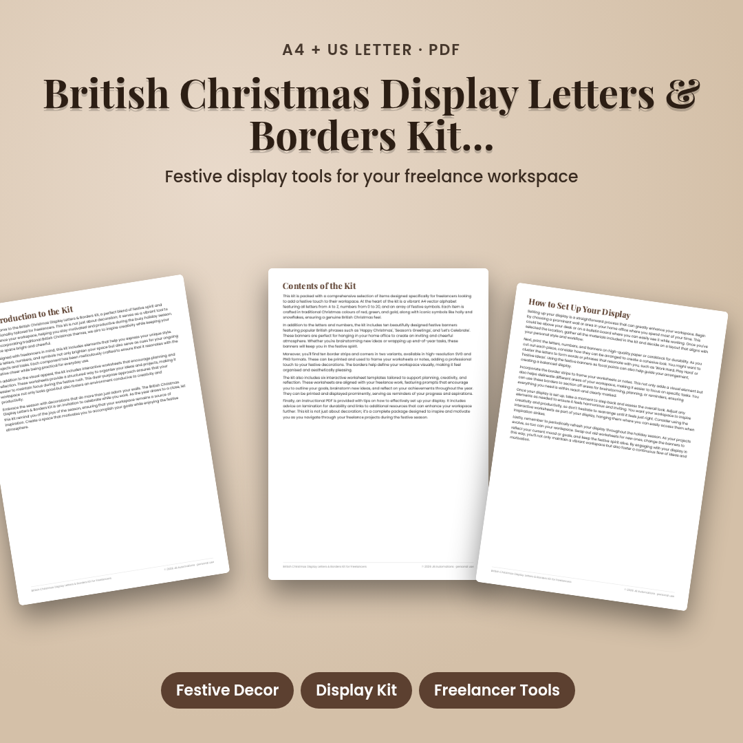 British Christmas Display Letters & Borders Kit for Freelancers