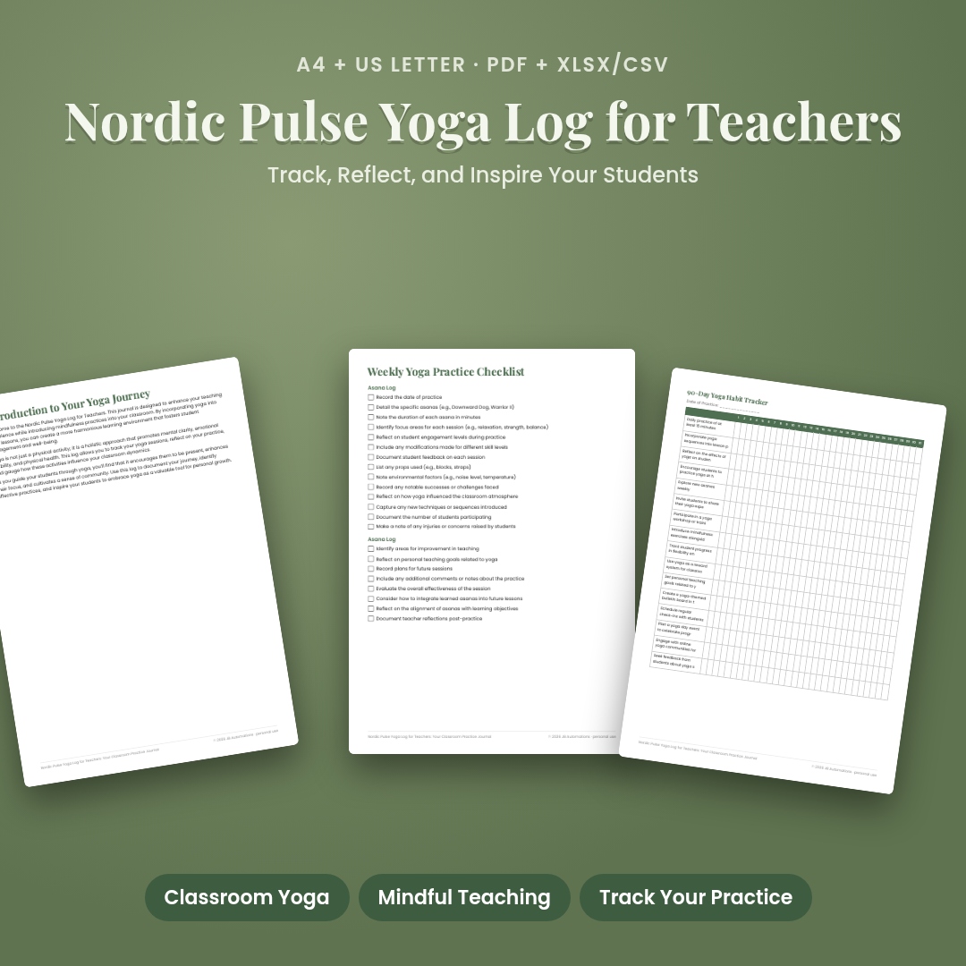 Nordic Pulse Yoga Log for Teachers: Your Classroom Practice Journal