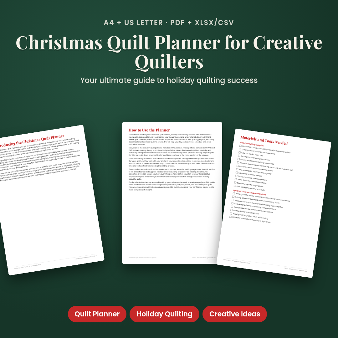 Christmas Quilt Planner for Creative Quilters