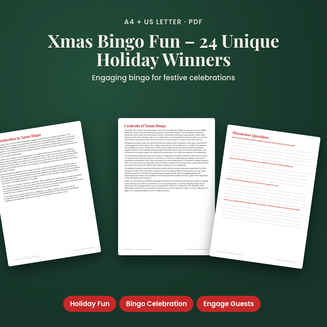 Xmas Bingo Fun – 24 Unique Holiday Winners