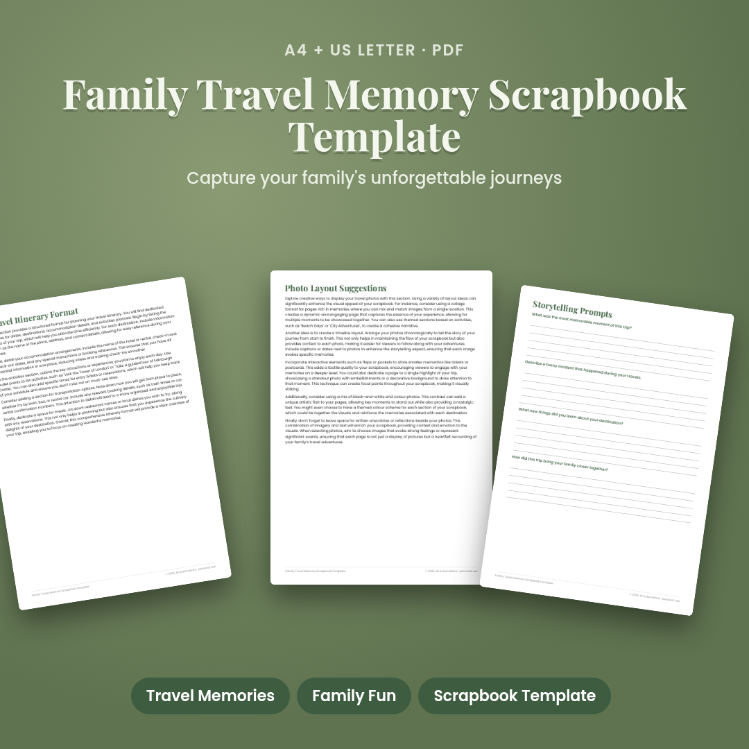 Family Travel Memory Scrapbook Template