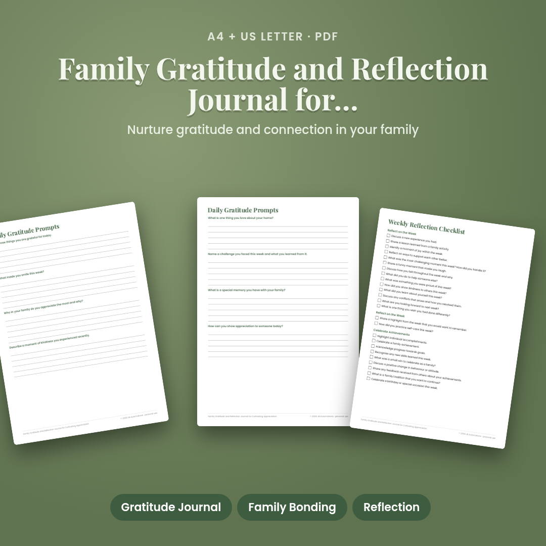 Family Gratitude and Reflection Journal for Cultivating Appreciation