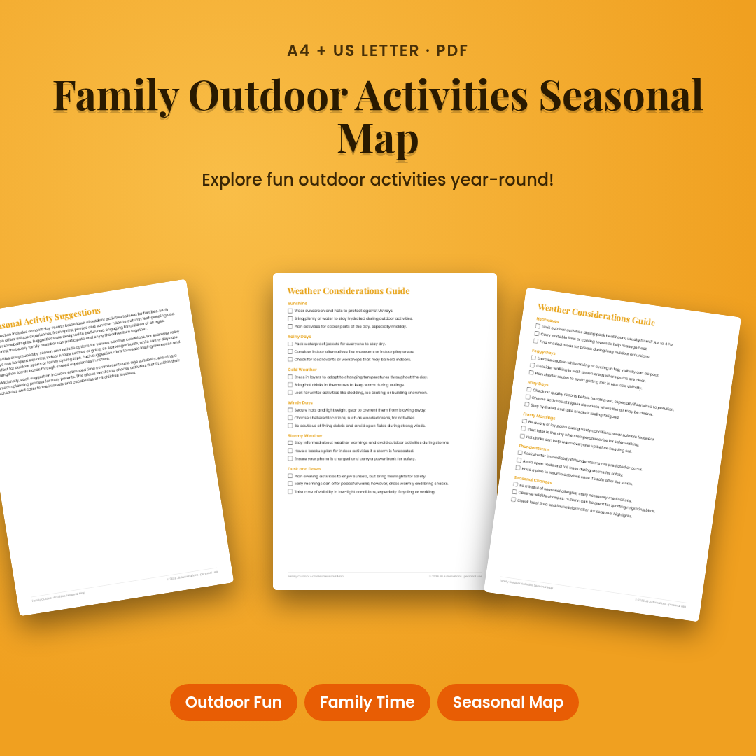 Family Outdoor Activities Seasonal Map