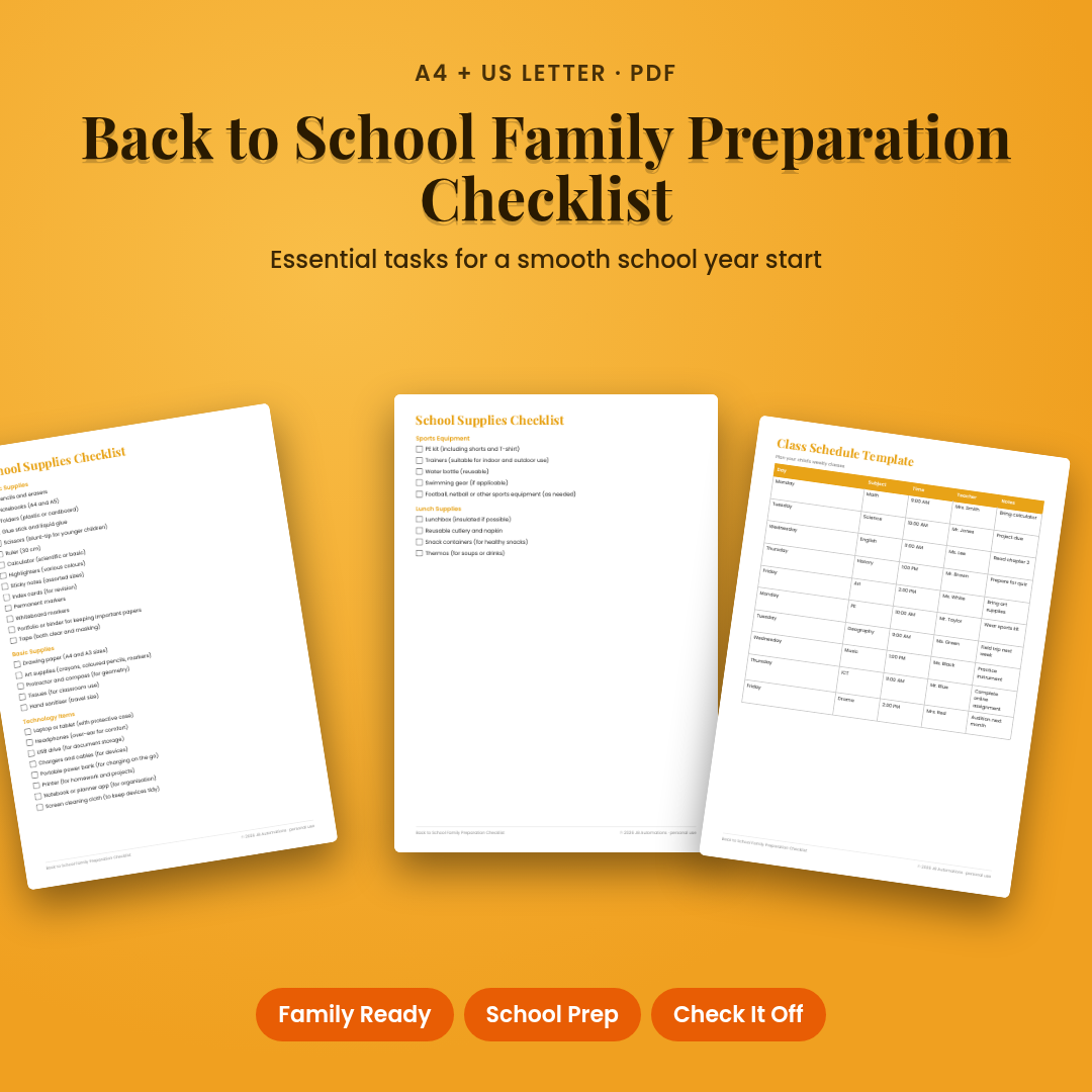 Back to School Family Preparation Checklist