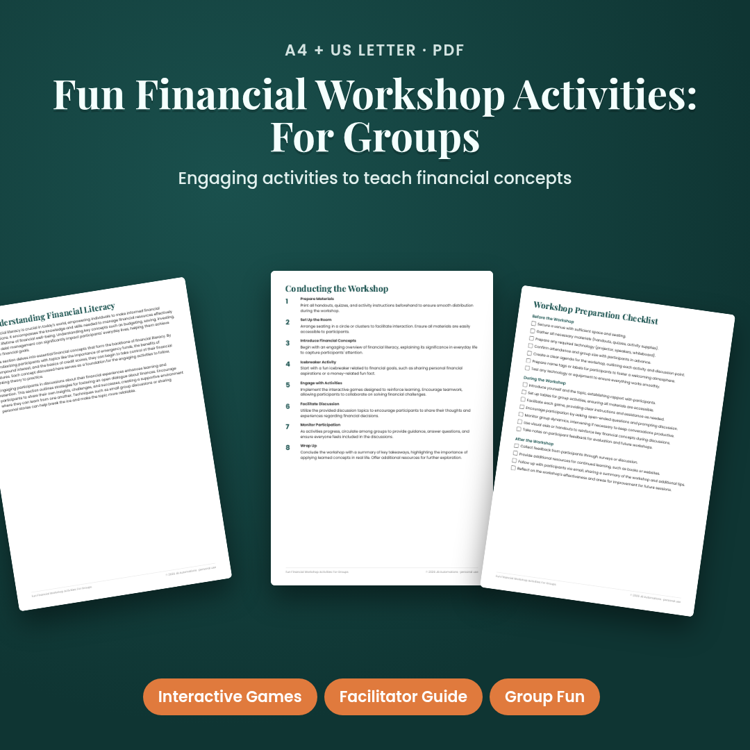Fun Financial Workshop Activities: For Groups