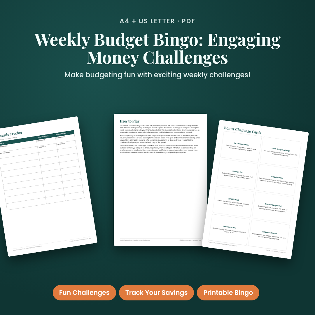 Weekly Budget Bingo: Engaging Money Challenges