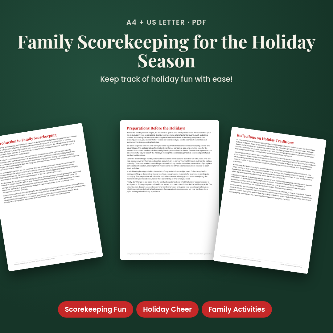 Family Scorekeeping for the Holiday Season – Printable Game Sheets