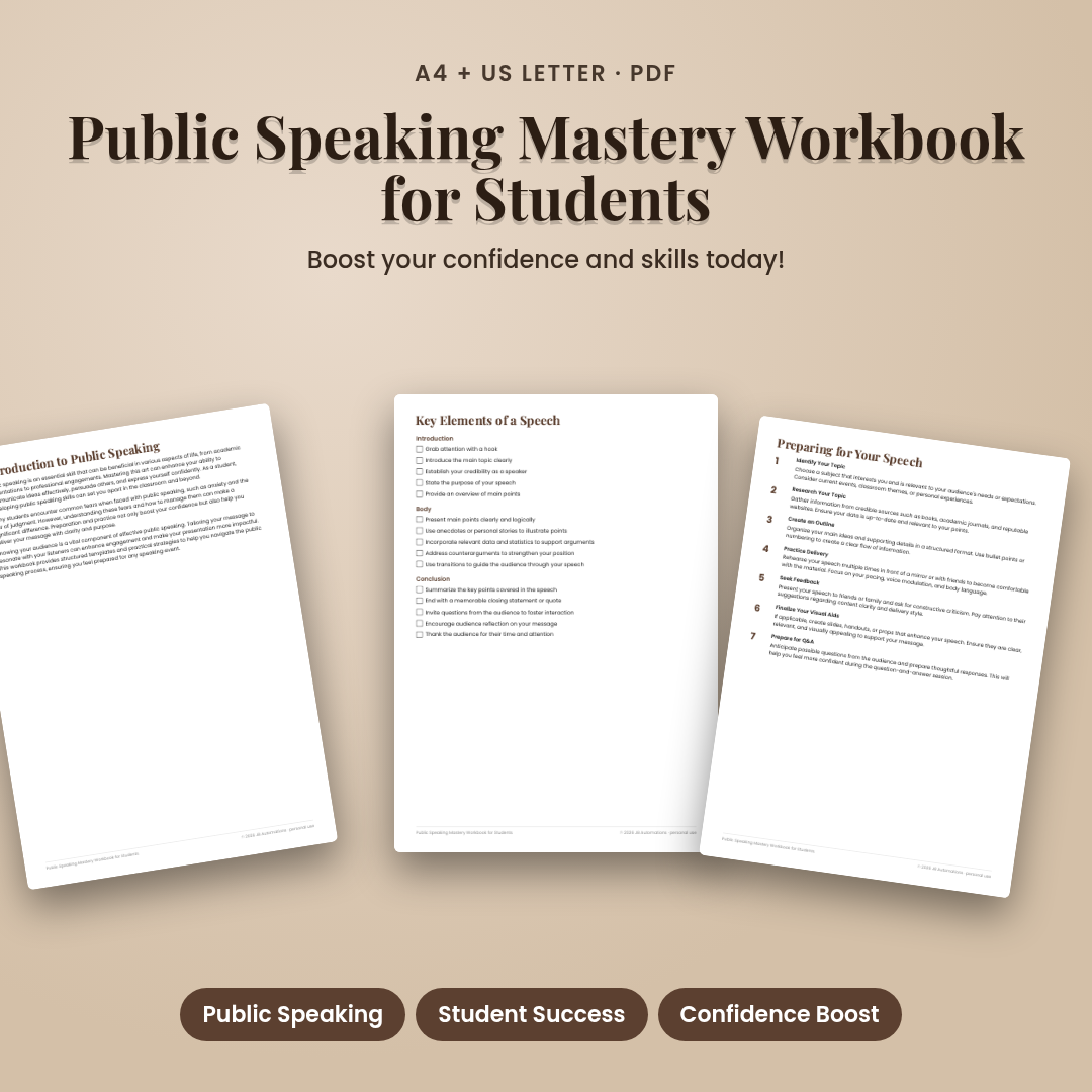 Public Speaking Mastery Workbook for Students
