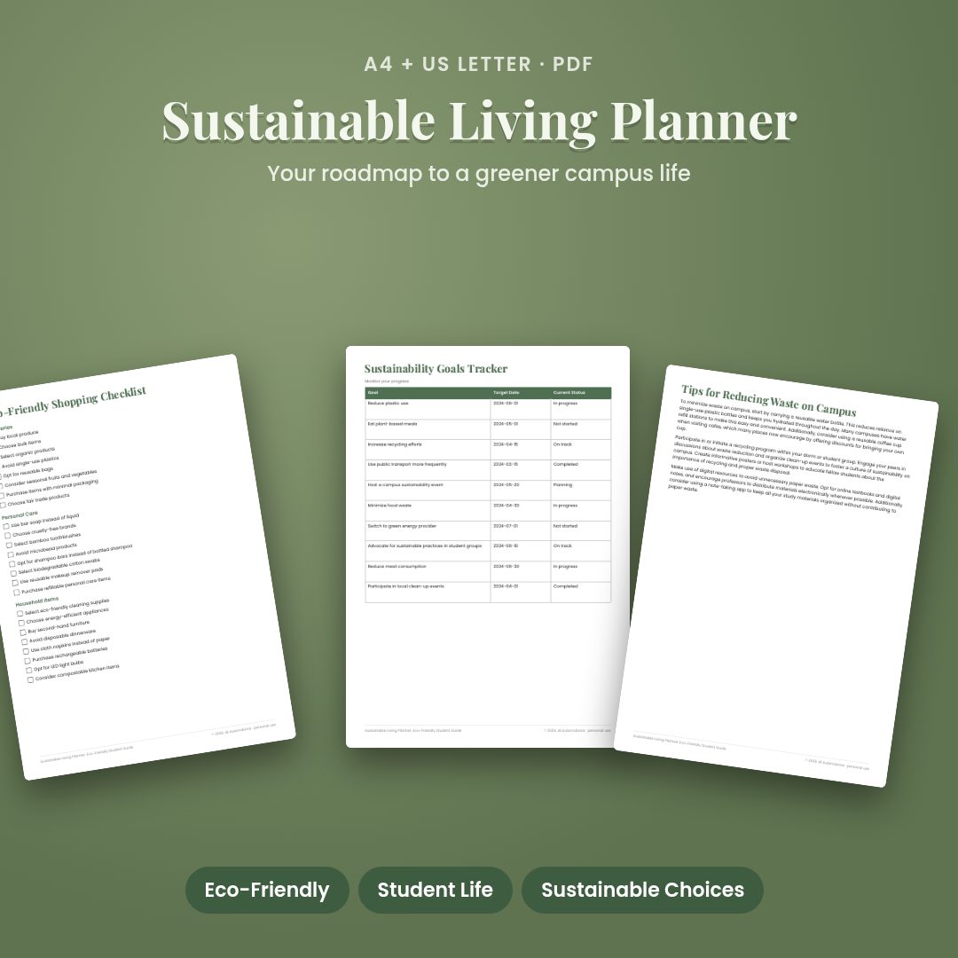 Sustainable Living Planner: Eco-Friendly Student Guide