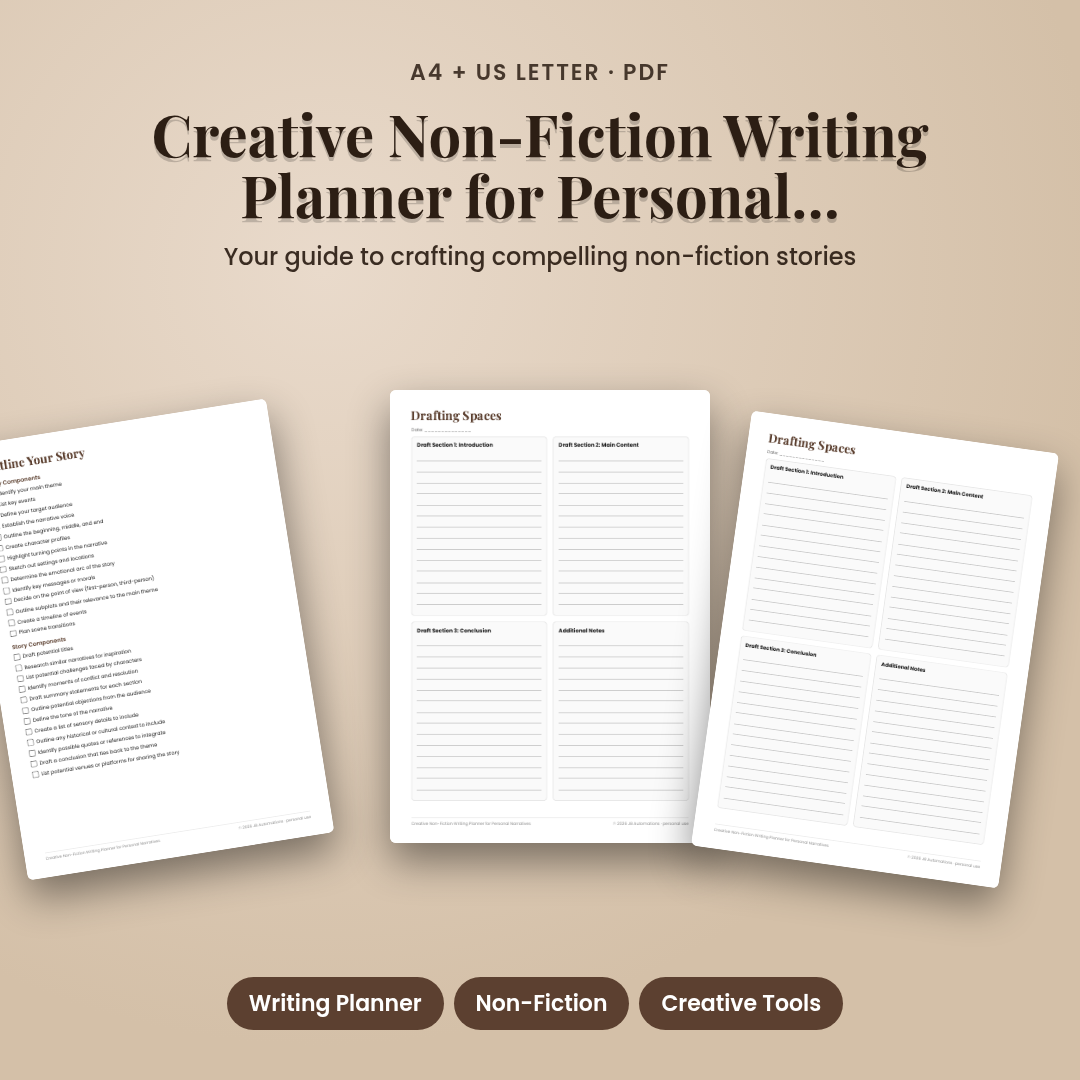 Creative Non-Fiction Writing Planner for Personal Narratives