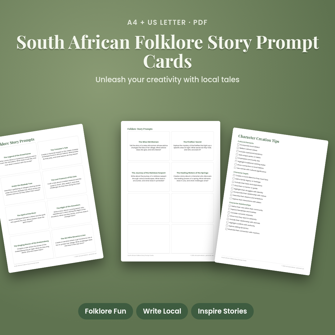 South African Folklore Story Prompt Cards