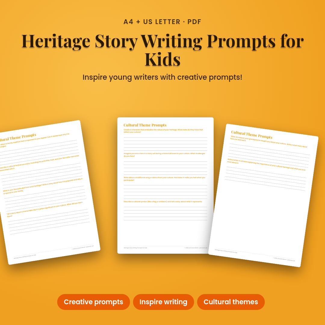 Heritage Story Writing Prompts for Kids