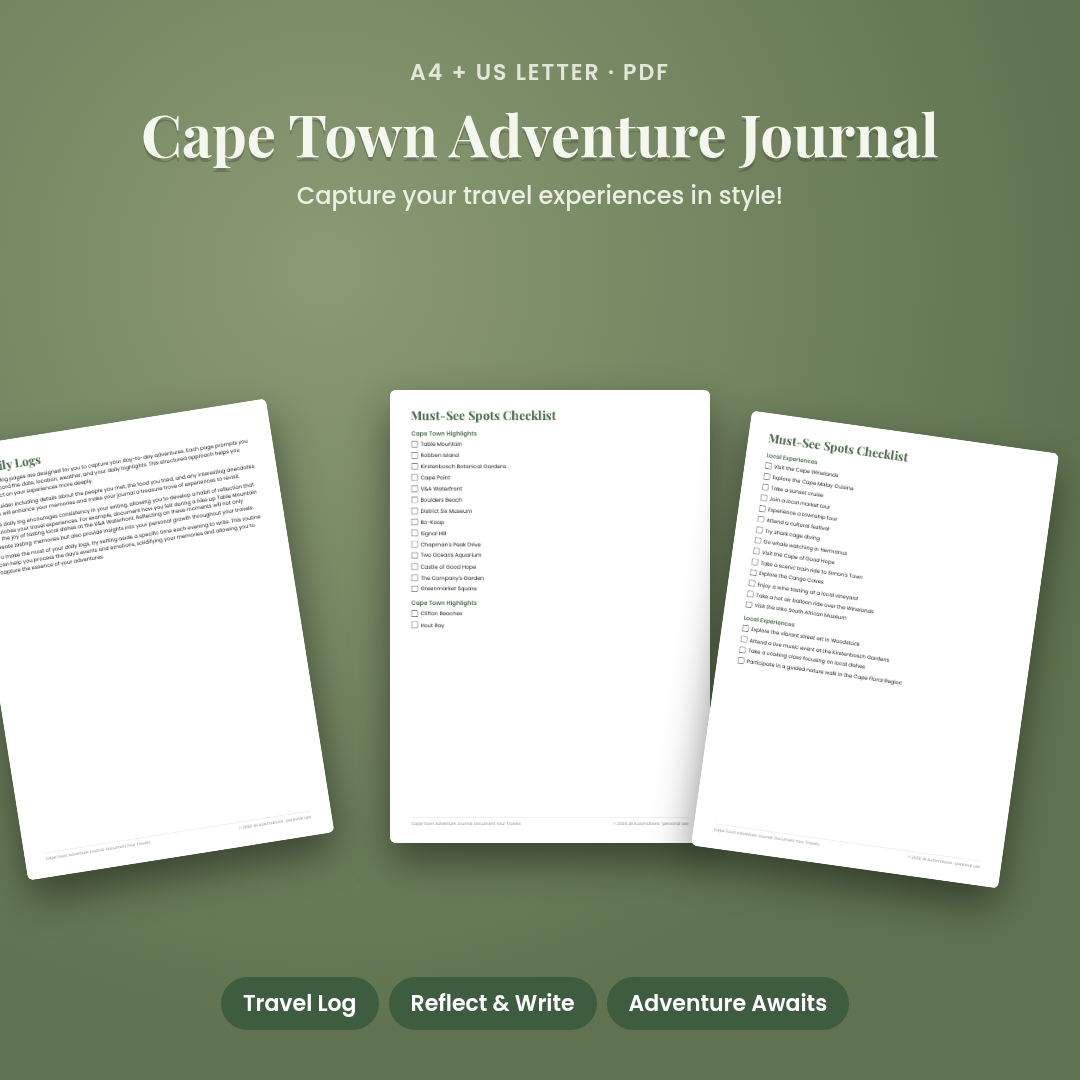 Cape Town Adventure Journal: Document Your Travels