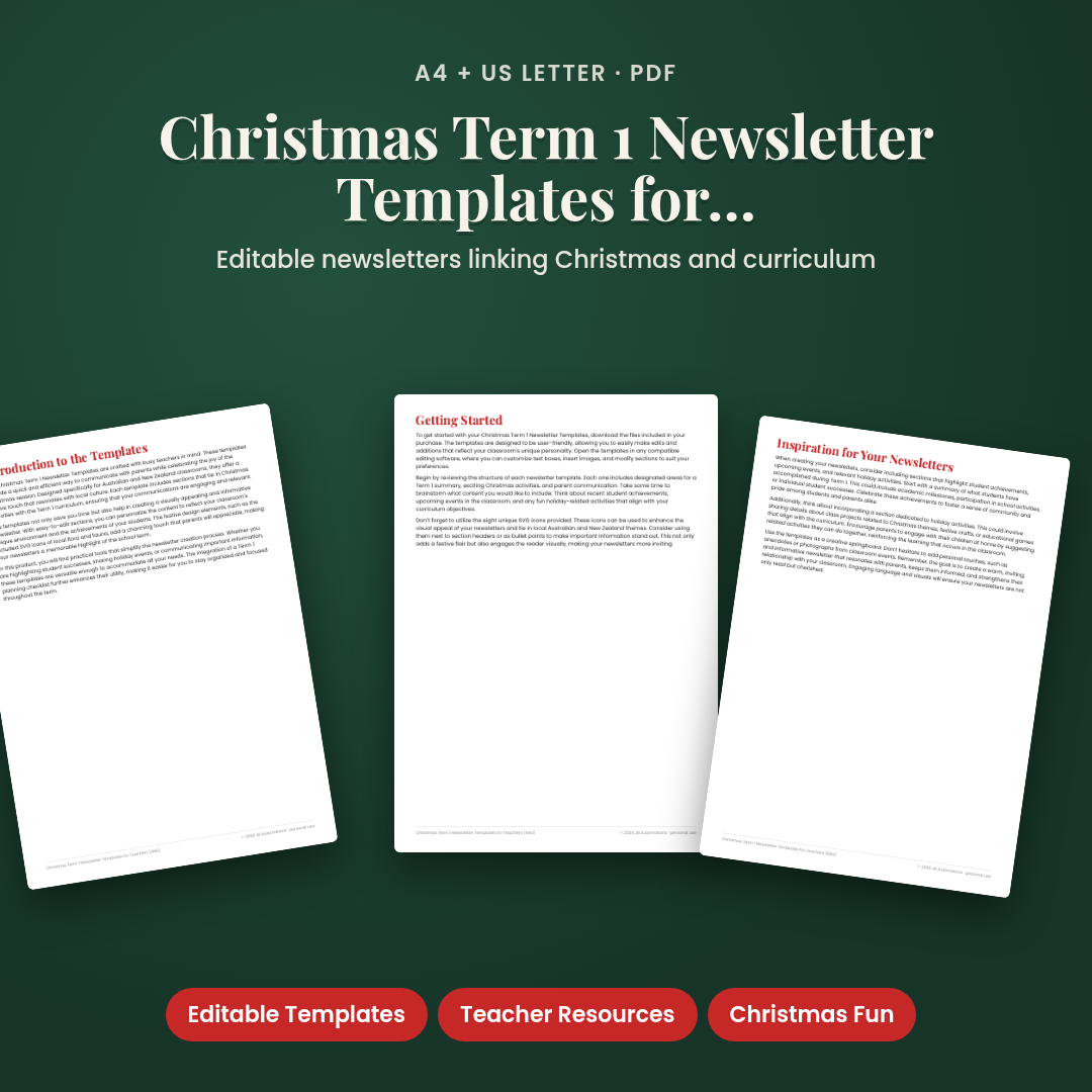 Christmas Term 1 Newsletter Templates for Teachers (ENG)