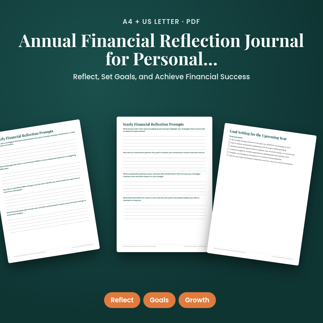 Annual Financial Reflection Journal for Personal Growth