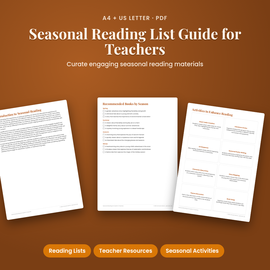 Seasonal Reading List Guide for Teachers