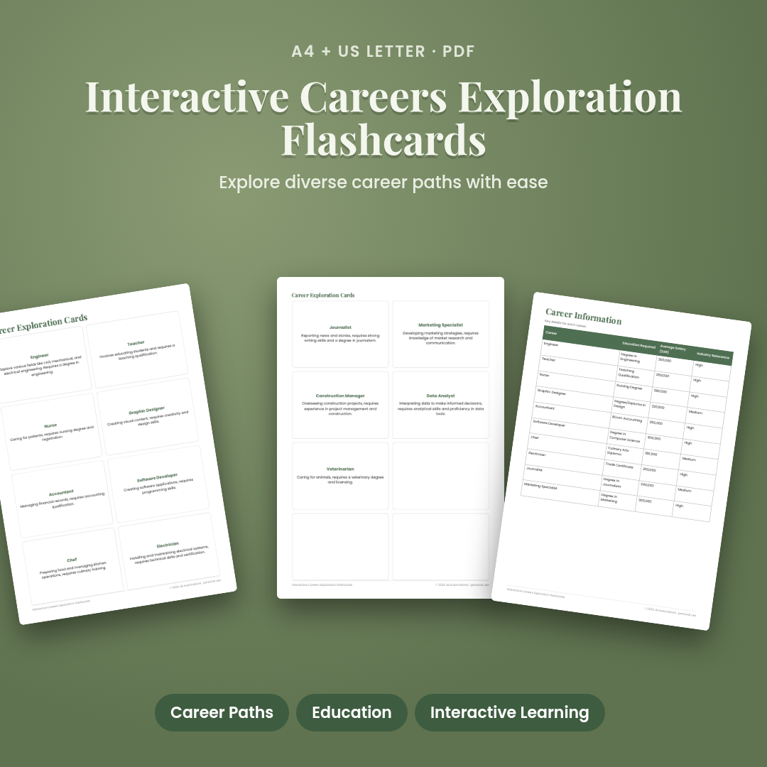 Interactive Careers Exploration Flashcards