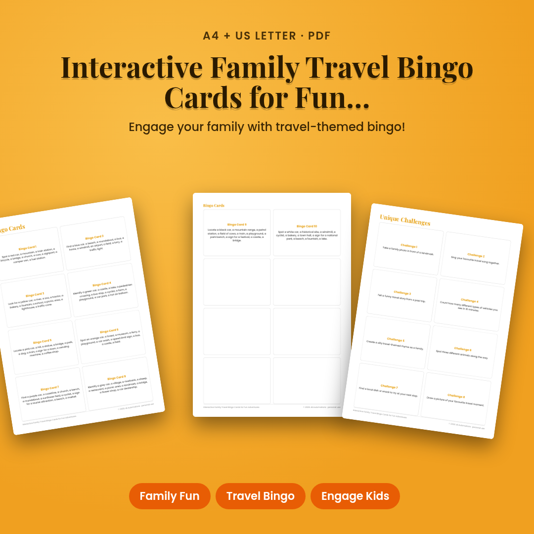 Interactive Family Travel Bingo Cards for Fun Adventures
